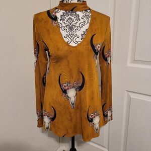 Moa moa western long sleeve top‎
